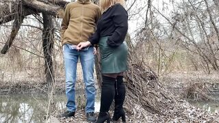 Mother-in-law holds my dick while I pee outdoors - 12 image