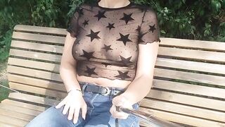 public nudity flashing tits in the street - 14 image