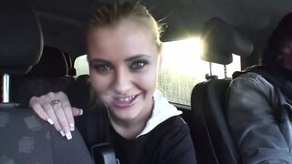 Hardcore bitch fuck in the car and outside