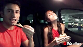 Amateur Latina Sucking Dick in the Drive-Thru - Risky and Horny Blowjob - 14 image