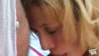 Trinity Mexx Seduces an Old Man with a Big Dick and Gets Her Mouth Full - 4 image