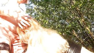 Outdoor lesbian sex with a curvy MILF and a chubby grandma - 12 image