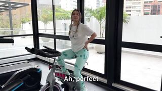 Petite blonde convinces stranger at gym to come to her place and fucks him till creampie in her hairy pussy! Liatovar