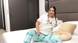 Petite blonde convinces stranger at gym to come to her place and fucks him till creampie in her hairy pussy! Liatovar - 4 image