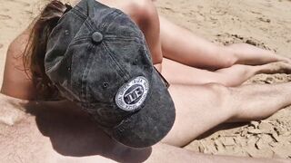 stepfather lies down on the beach of Cap d'Agde next to his naked stepdaughter and blows him - 14 image