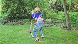 Getting Pumped Up for the Game -Stole my Stepsons Hockey Stick -Bouncing Big Tits Mistress Thursday - 11 image