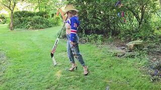 Getting Pumped Up for the Game -Stole my Stepsons Hockey Stick -Bouncing Big Tits Mistress Thursday - 9 image