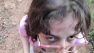 Latina teen gives a blowjob in the woods - 12 image