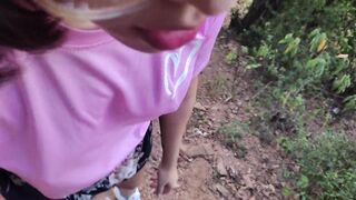 Latina teen gives a blowjob in the woods - 15 image