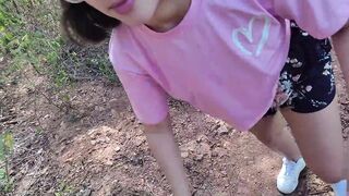 Latina teen gives a blowjob in the woods - 4 image
