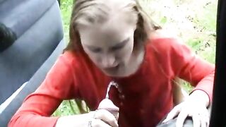 She takes the golden rain in her mouth while it's raining - 7 image