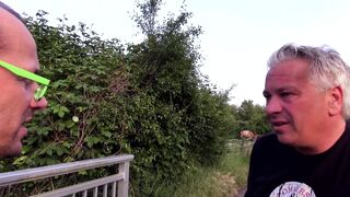 Stranger milf walks pass two guys with huge dick and fucks both cocks - 1 image