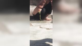 The desi sister-in-law of the village is showing off her beautiful burr by cleaning her pussy hair in the open bathroom - 10 image
