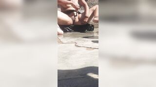 The desi sister-in-law of the village is showing off her beautiful burr by cleaning her pussy hair in the open bathroom - 4 image