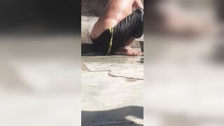 The desi sister-in-law of the village is showing off her beautiful burr by cleaning her pussy hair in the open bathroom - 7 image