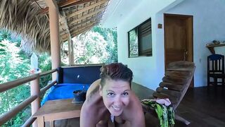 A Thick Load in Mouth on Our Open Terrace