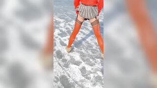 Walking in the Park, on the Ice, Undressing and Photo Session - 1 image