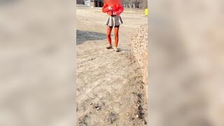 Walking in the Park, on the Ice, Undressing and Photo Session - 12 image