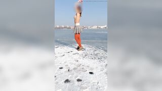 Walking in the Park, on the Ice, Undressing and Photo Session - 7 image