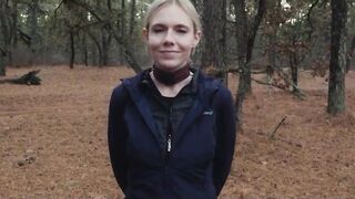 Two sick perverts take bubble butt MILF for a crawl into the woods - 1 image