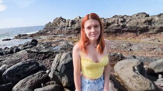 POV: Risky public blowjob, my readhead girlfriend sucks my dick on the beach (DIA ITA) - 3 image