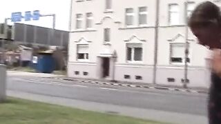 Pretty German babe rides dick in public - 2 image
