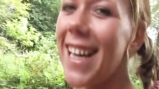 Pretty German babe rides dick in public - 7 image