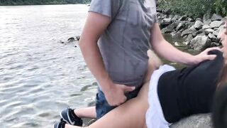 German Teen caught 3 times while fucking at the Danube