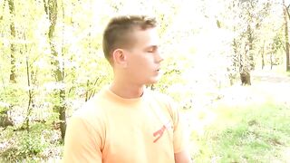 Busty brunette is satisfying her bf outdoors - 4 image