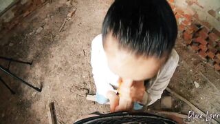 [POV] Long haired teen facefucked in abandoned building - 3 image