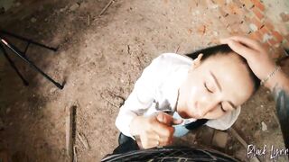 [POV] Long haired teen facefucked in abandoned building - 5 image