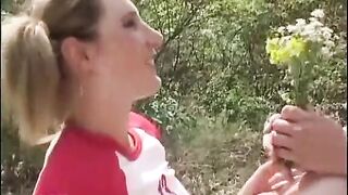 Summer fuck outdoor girl likes pee. - 1 image