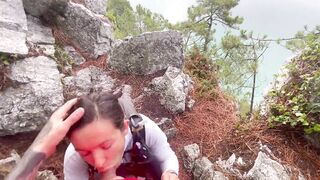 Suck stranger cock in forest and swallowed her cum - 1 image