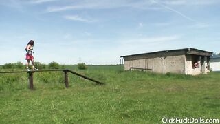 Olds fuck dolls - old dude fucks teen sportsgirl by the football field - 6 image