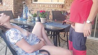 Mutual masturbation with my neighbors wife turns into outdoor creampie - 5 image