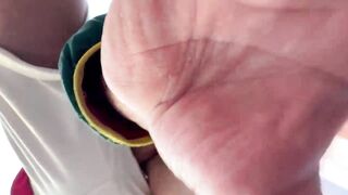 Outdoor risky sex with hot blonde in fishnet - 15 image