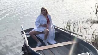 Outdoor risky sex with hot blonde in fishnet - 4 image