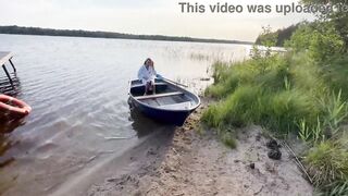 Outdoor risky sex with hot blonde in fishnet - 8 image