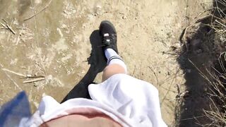 Young angler girl went to fish after school