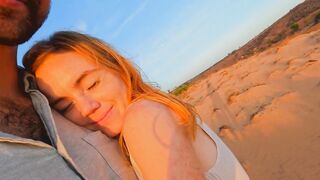POV: She Gives Him a Blowjob on a Walk through the Desert