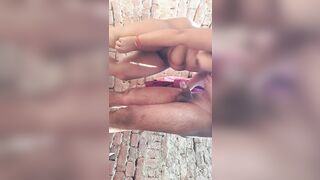 Video of Indian village girl being in the forest outdoors - 1 image