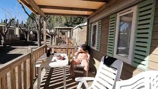 Outdoor Blowjob in a Camping on the Terrace While Sipping - 1 image