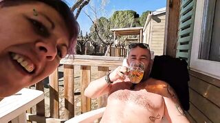 Outdoor Blowjob in a Camping on the Terrace While Sipping - 10 image
