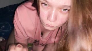 Late Night Cream Mask For My Stepdaughter. POV Blowjob Cum On Face