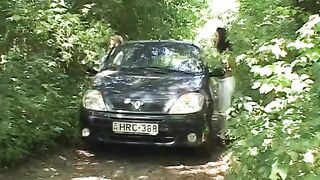 Blond BBW lesbian eats pussy of well toned brunette skank - 1 image