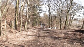 A sweet German teen pleasing a old cock in the woods - 1 image