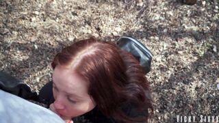 Stuffed blue-eyed slut's mouth with my thick cock in the bushes - 3 image