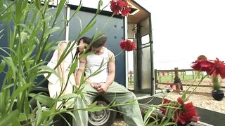 A Really Busty Girl Sucks On A Dick And Then Gets Fucked In A Trailer - 2 image