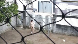 My wife working naked outside - 5 image