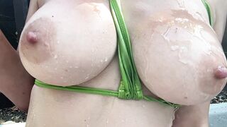 Italian Big tits Milf Artemisia Love Playing with water and her horny tits outdoor - 14 image